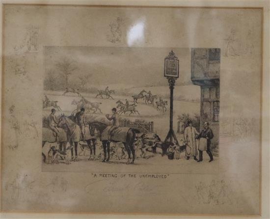 A Frank Paton etching, A Meeting of the Unemployed 20 x 25cm